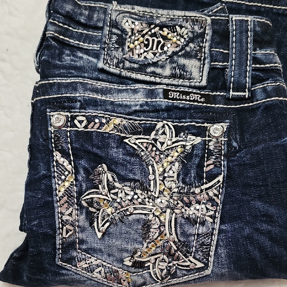 Miss Me Dark Blue Embellished Jeans